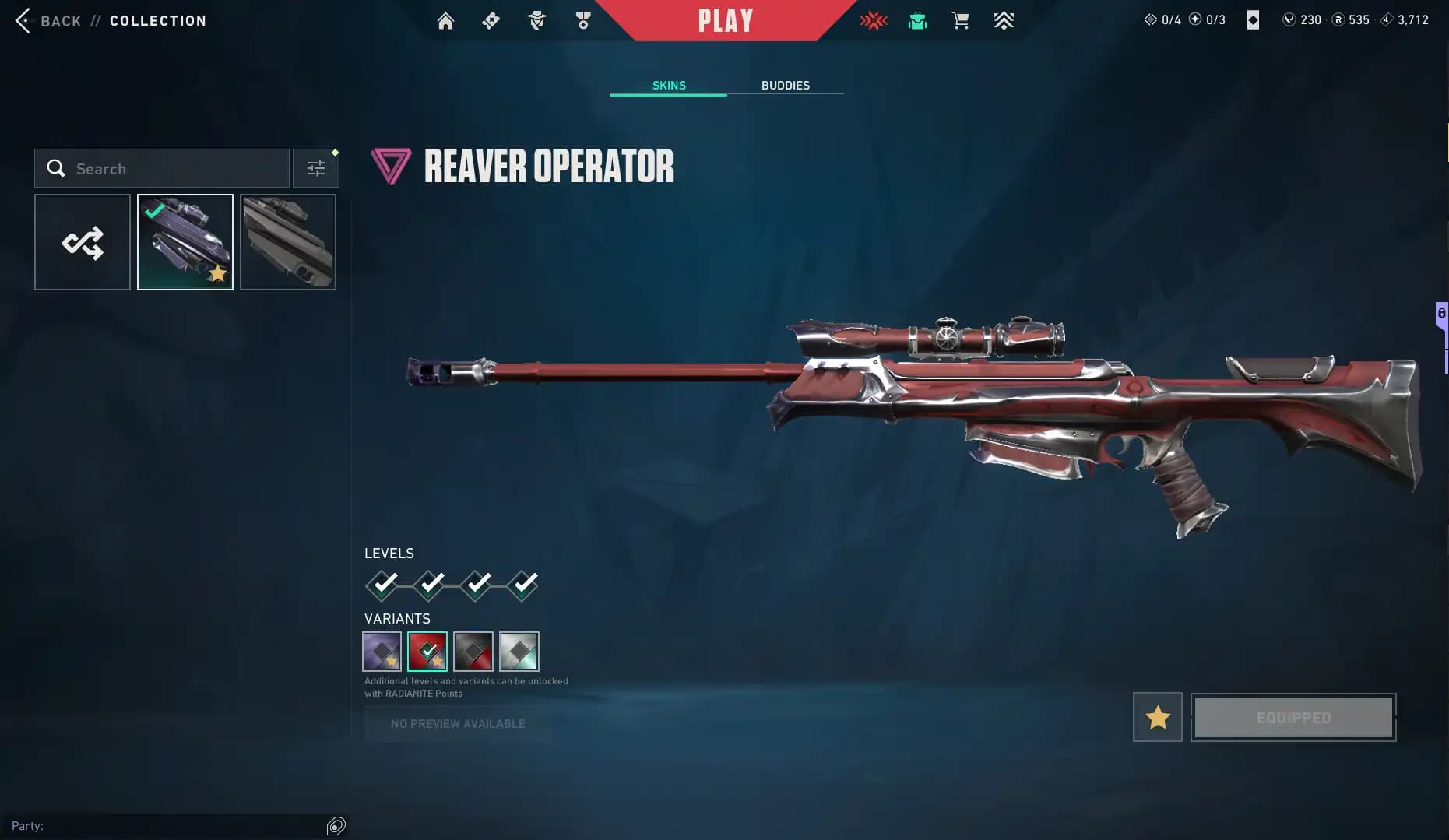 Valorant Account – Level 224 | EU Region | Prime Vandal | Reaver Operator | Recon Phantom | celestial knife | Platinum 3 Peak