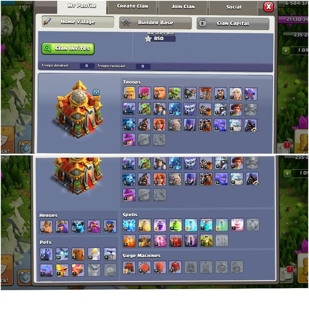 HIGH QUALITY ACC✦TH 16✦11X LEGENDARY HERO SKIN✦HERO|81|86|57|31✦HIGH EPIC✦BUILDER APPRENTICE MAX✦HIGH DFC