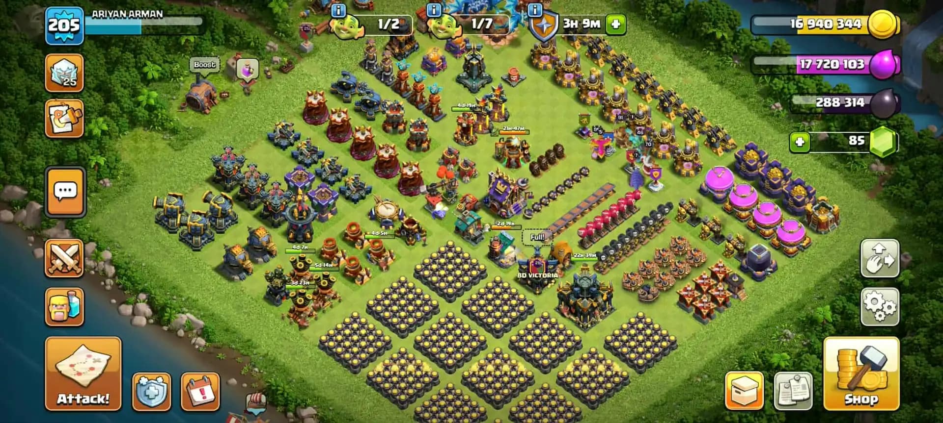 TH 17 ALMOST MAX✦WALL MAX✦HERO|91|95|61|70|46✦ HIGH EPIC✦GOOD BH BASE✦ HIGH PET AND SIEGE✦ HIGH DFC✦GD PROFILE