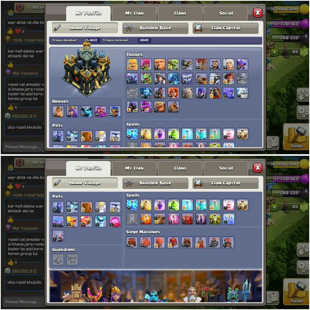 TH 17 ALMOST MAX✦WALL MAX✦HERO|91|95|61|70|46✦ HIGH EPIC✦GOOD BH BASE✦ HIGH PET AND SIEGE✦ HIGH DFC✦GD PROFILE