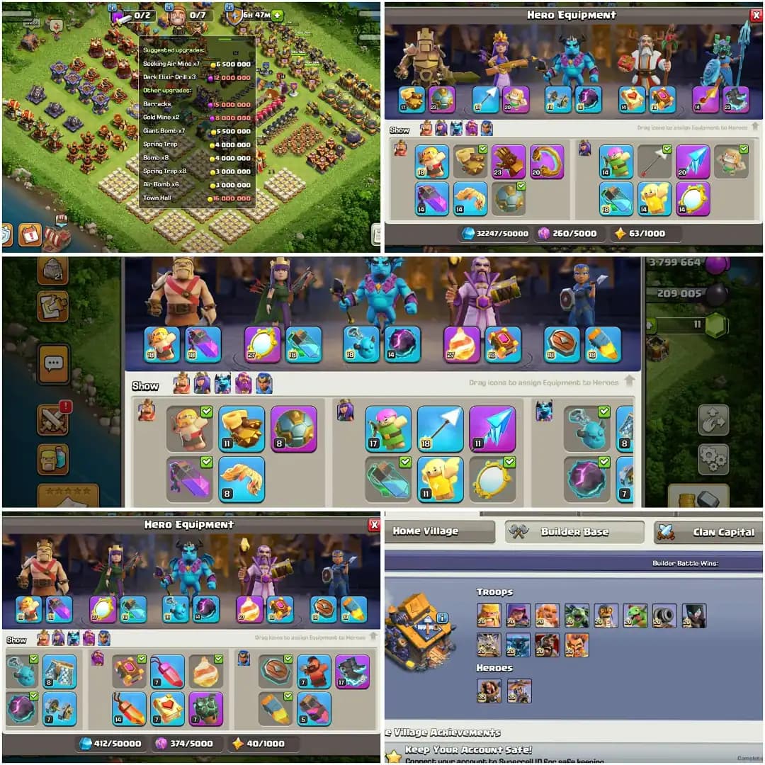 TH 16 HIGH ACCOUNT✦HIGH DFC AND PROFILE✦HERO|95|95|69|70|45✦HIGH EPIC✦ MAX WALL✦BH BASE WOW✦