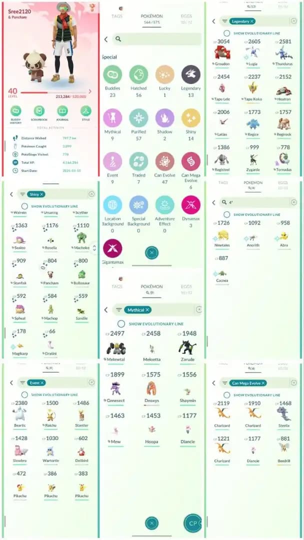 R132 | Level40 | 13 Legendary | 14 Shiny | 9 Mythical | Mew | 4 Hundo | Lugia | Groudon | Shiny Dratini | Mega Charizard |