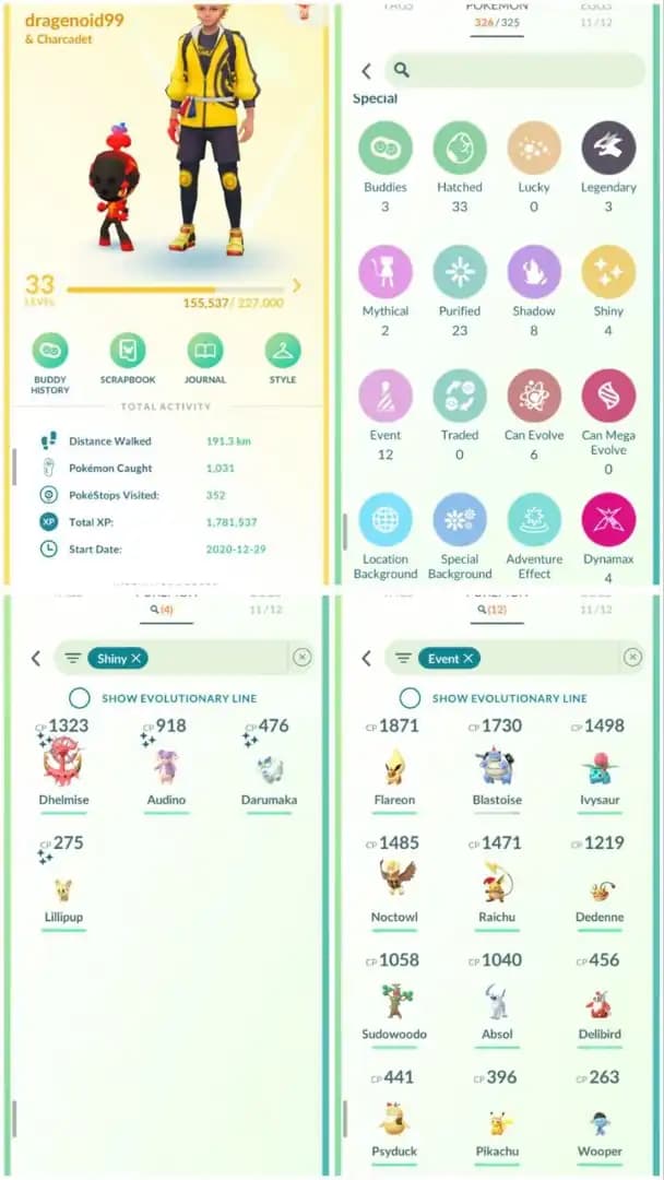 R126 | Level33 | 3 Legendary | 4 Shiny | 12 Costume Pokemons | 2 Mythical | Mini Account