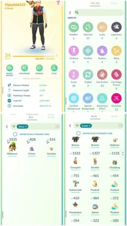 R123 | Level34 | 2 Legendary | 3 Shiny | 18 Costume Pokemons | 12 Dmax | Mini Account