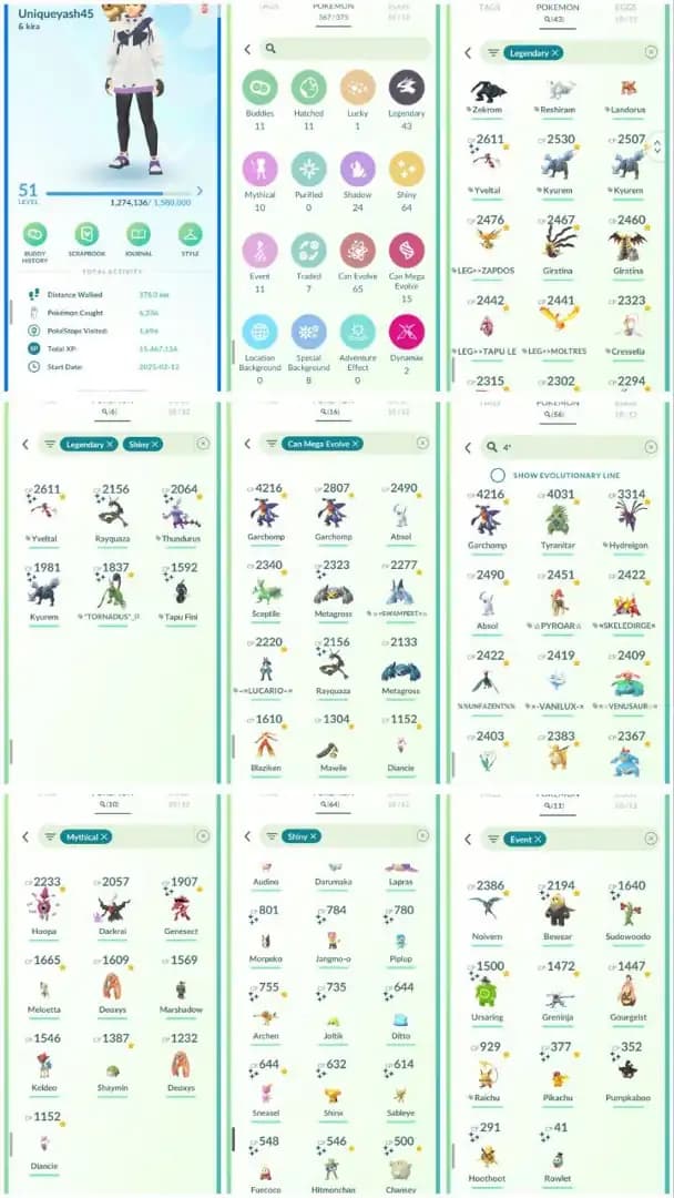 R108 | Level51 | 43 Legendary | 64 Shiny | Zapdos | Shiny Mega Rayquaza | 6 Shiny Legend | Shiny Yveltal | Shiny Gensect | 7 Costume Shiny |