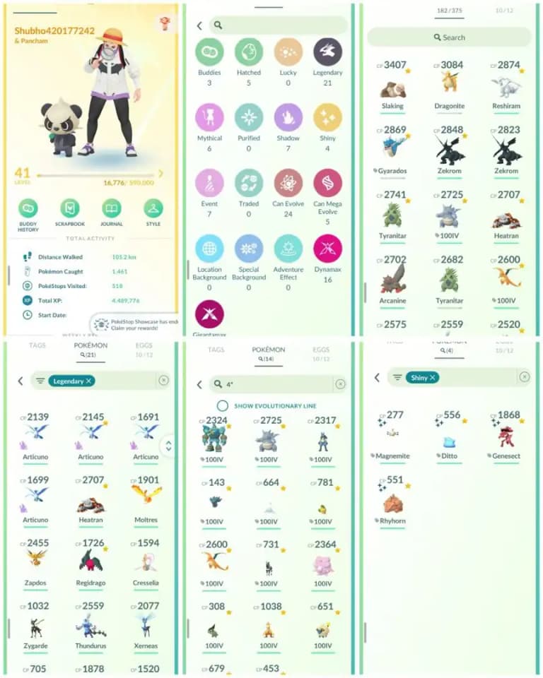R106 | Level41 | 21 Legendary | 4 Shiny | Articuno | Zapdos | Moltress | Hundo Lucario | Shiny Ditto | Shiny Gensect | Reshiram | Zekrom |