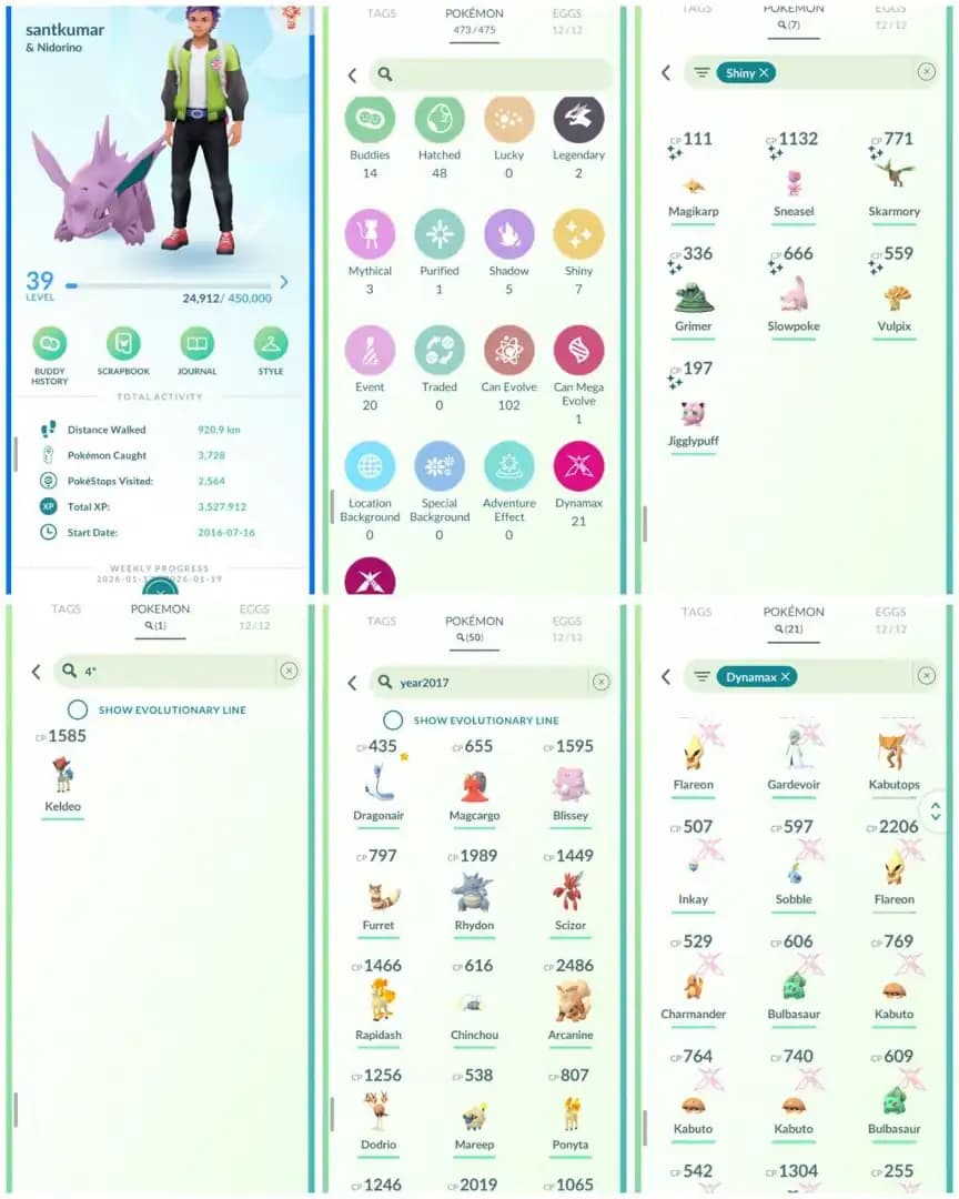 R102 | Level39 | 2 Legendary | 7 Shiny | 21 Dmax | 20 Costume Pokemons | Ultra Rare Hundo Keldeo | 50 Year 2017 Pokemons |