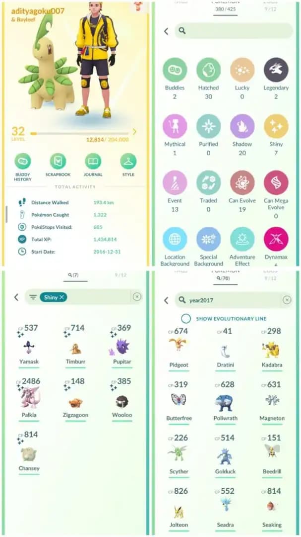 R100 | Level32 | 2 Legendary | 7 Shiny | 1 Shiny Legend | 70 Year 2017 Pokemons | 2016 Account