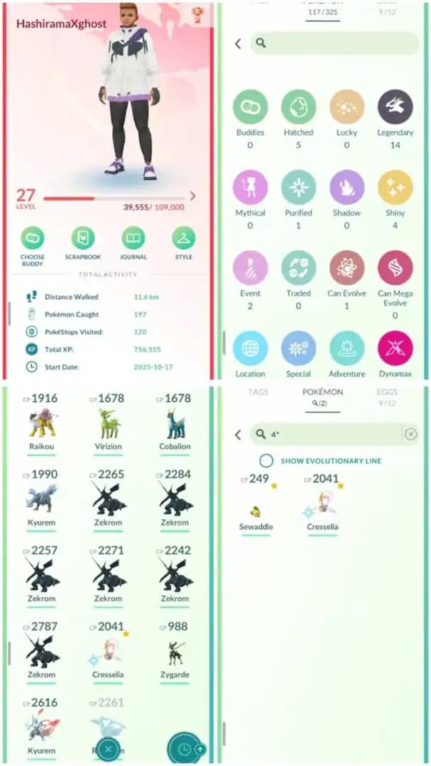 R93 | Level27 | 14 Legendary | 4 Shiny | Fused White Kyurem | Hundo Cresselia | Zekrom | Starter Account