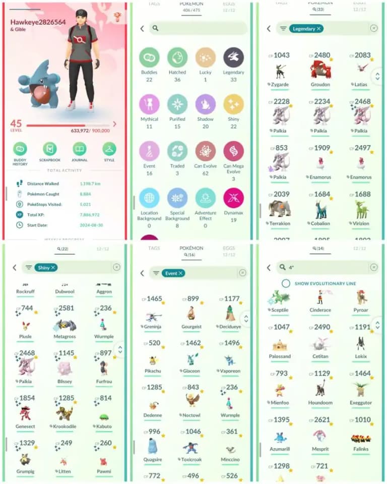 R88 | Level45 | 33 Legendary | 22 Shiny | Shiny Palkia | Shiny Gensect | 1 Shiny Dmax | 14 Hundo | 16 Costume Pokemons | Groudon |