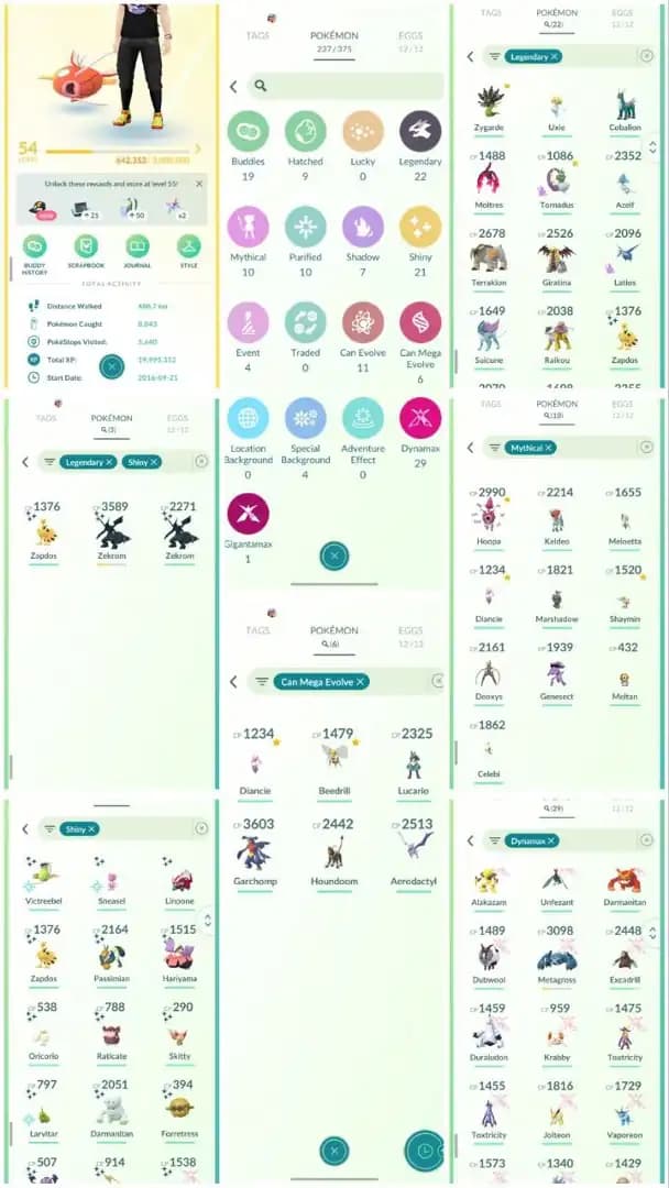 R87 | Level54 | 22 Legendary | 21 Shiny | 3 Shiny Legend | Shiny Galar Zapdos | 2 Shiny Zekrom | Mega Lucario | Galar Moltress | 29 Dmax |