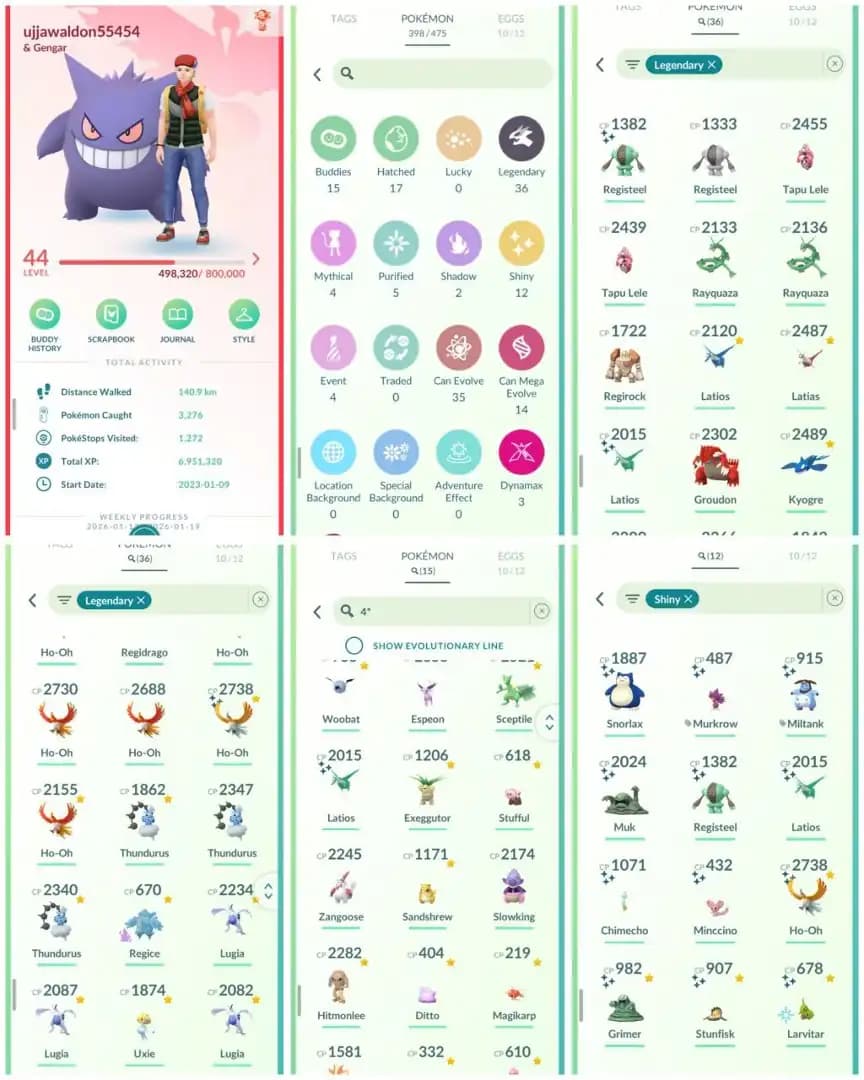 R86 | Level44 | 36 Legendary | 12 Shiny | 3 Shiny Legend | Ultra Rare Shundo Latios | Shiny Ho-oh | 15 Hundo | Lugia | Rayquaza | Groudon | Kyogre |