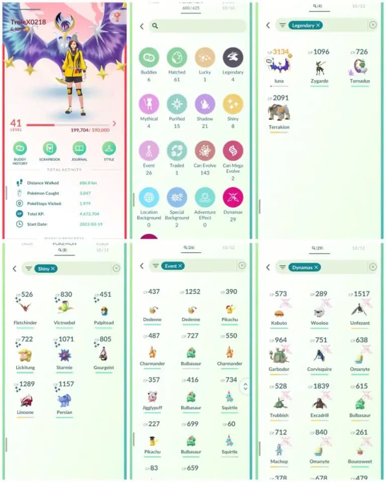 R77 | Level41 | 4 Legendary | 8 Shiny | Lunana | 29 Dmax | 26 Costume Pokemons | Starter Account