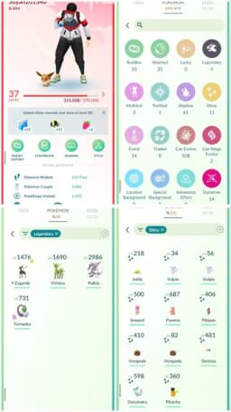 R72 | Level37 | 4 Legendary | 11 Shiny | Palkia | Costume Shiny Pikachu | 14 Costume Pokemons | Stacked Account