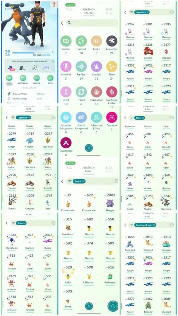 R66 | Level39 | 24 Legendary | 24 Shiny | Shiny Ultrabeast | Shiny Mega Kyogre | Shiny Heatran | 3 Shadow Mewtwo | Lucario Hat Pikachu |