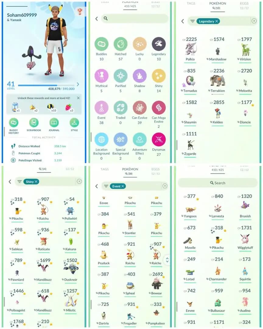 R65 | Level41 | 5 Legendary | 14 Shiny | Palkia | Marshadow | Costume Shiny Pikachu | 27 Dmax | Keldeo | Starter Account