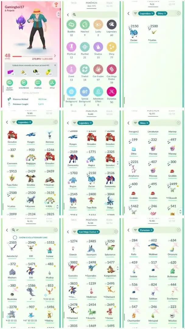 R52 | Level48 | 60 Legendary | 77 Shiny | 2 Shiny Legend | Shiny Zacian | Groudon | Zamazenta | Kyurem | Kyogre | Giratina | 15 Hundo | 50 Dmax |