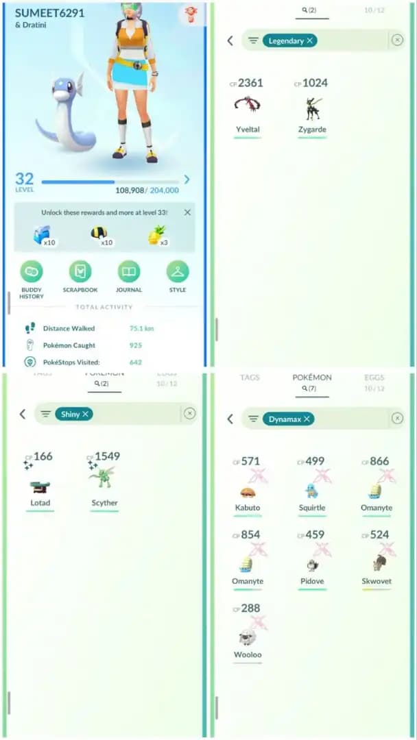 R51 Level32 | 2 Legendary | 2 Shiny | 7 Dmax | Starter Account