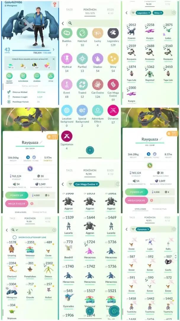 R44 | Level43 | 129 Legendary | 54 Shiny | 10 Shiny Legend | 2 Mega Shiny Rayquaza | Ultra Rare Shundo Deoxys | Mega Lucario | 2 Shiny Kyogre |