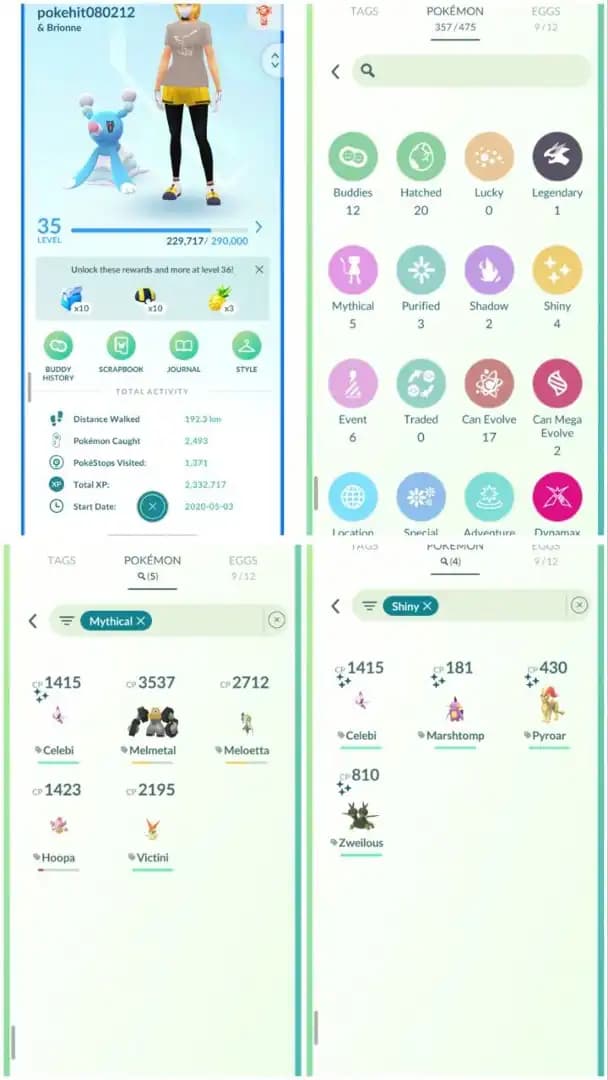 R26 | Level35 | 1 Legendary | Cosmong | Shiny Celebi | Melmetal | 4 Shiny | 2020 Account | Rare Account