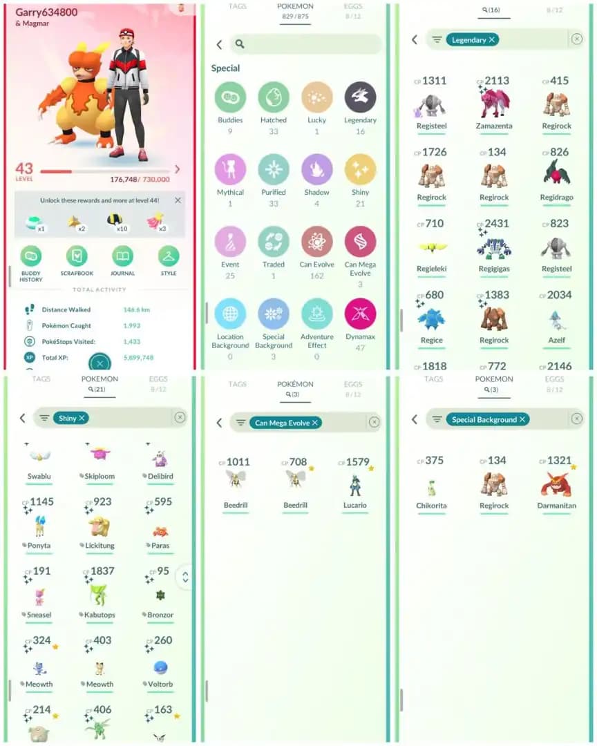 DA2 | Level43 | 16 Legendary | 21 Shiny | 4 Shiny Legend | Shiny Zamazenta | Mega Lucario | Rare Shines | Stacked Account