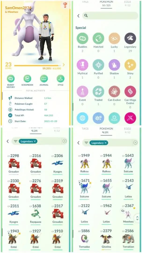 R19 | Level23 | 29 Legendary | 2 Shiny Legend | Rayquaza | Mewtwo | Groudon | Kyogre | Shiny Entei | Giratina | Best Deal For mewtwo Lovers