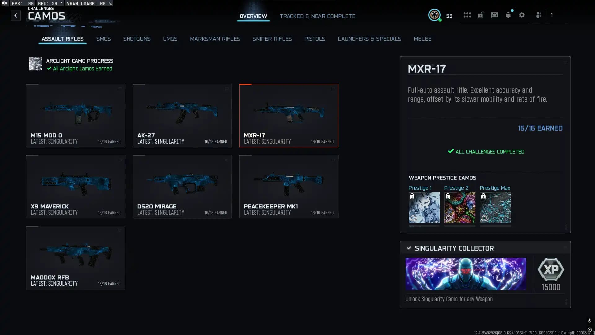 Singularity Account | Prestige 1 L55 | With Wins | Rank Ready | Instant Access