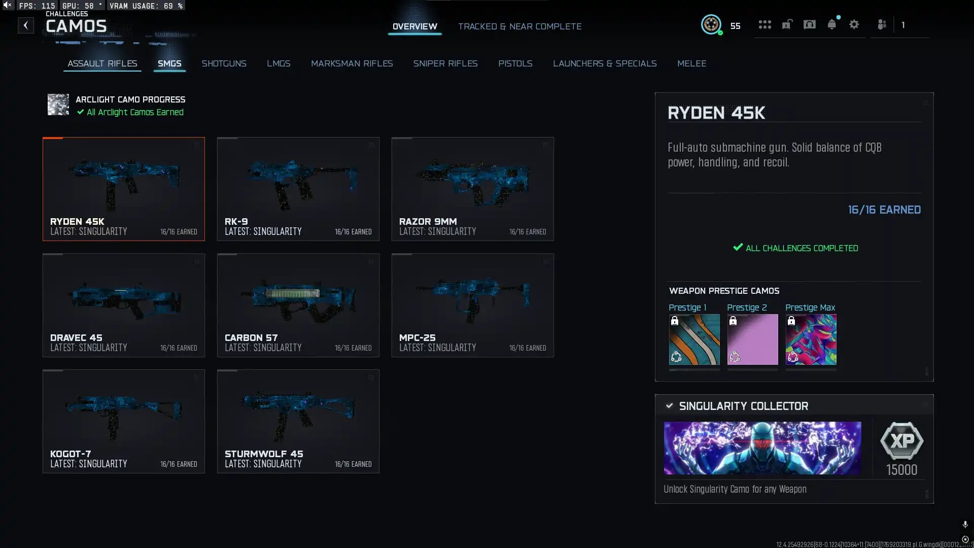 Singularity Account | Prestige 1 L55 | With Wins | Rank Ready | Instant Access