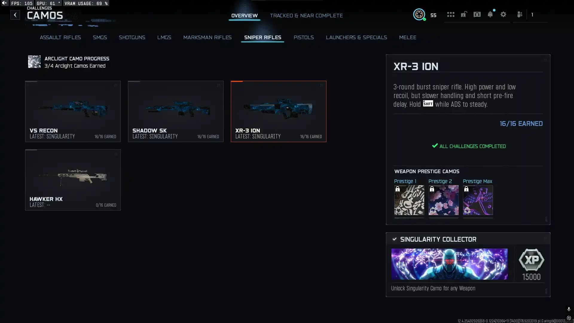 Singularity Account | Prestige 1 L55 | With Wins | Rank Ready | Instant Access