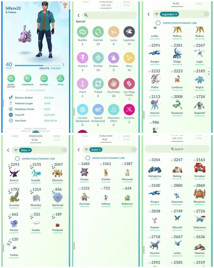 R147 | Level40 | 19 Legendary | 10 Shiny | Rare Shiny Spiritomb | Shiny Darkrai | Rayquaza | Kyogre | Kyurem | Bentee Gengar |