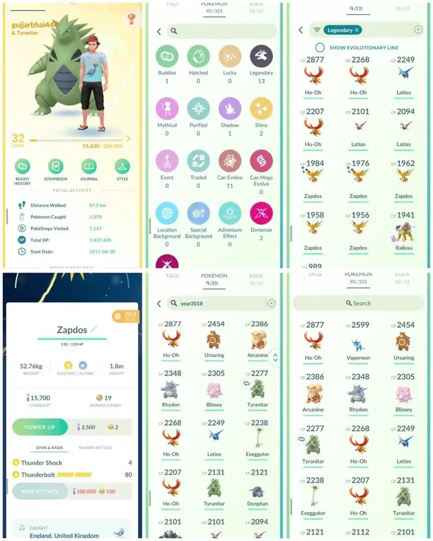 VJ8 | Level32 | 13 Legendary | 2 Shiny | Guaranteed Lucky Trade Shiny Zapdos Year2018 | 33 Year2018 Pokemons | Rare Deal