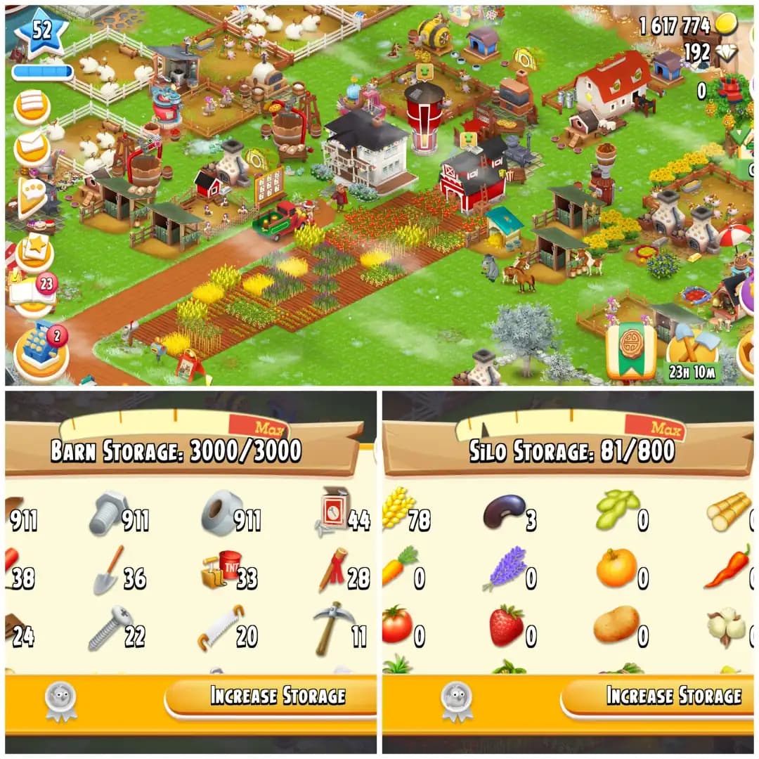 LEVEL 51 | 3000 BARN & 800 SILO | FULLY FILLED LAND TOOLS | 1.6M COINS & 192 DIAMONDS | FULLY STACKED | FULL ACCESS | IOS/ANDROID