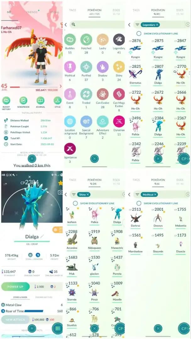 VJ11 | Level45 | 41 Legendary | 24 Shiny | Rare ROT Shiny Dailga Tradable Pokeball | Marshadow | 7 Special Background | Eternatus | Shiny Palkia |