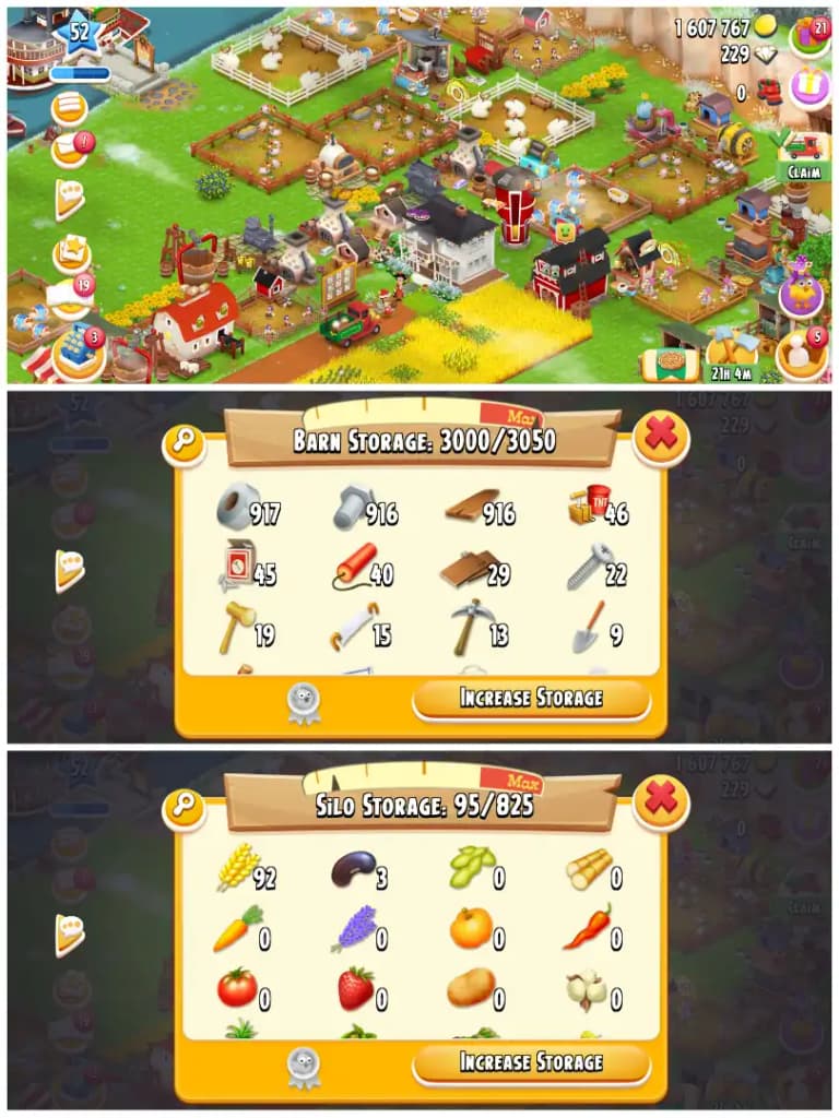 LEVEL 51 | 3000 BARN & 800 SILO | FULLY FILLED LAND TOOLS | 1.6M COINS & 229 DIAMONDS | FULLY STACKED | FULL ACCESS | IOS/ANDROID