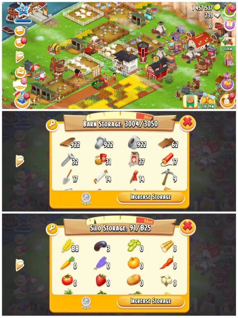 LEVEL 51 | 3000 BARN & 800 SILO | FULLY FILLED LAND TOOLS | 1.4M COINS & 235 DIAMONDS | FULLY STACKED | FULL ACCESS | IOS/ANDROID