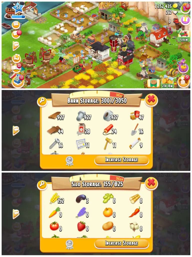 LEVEL 51 | 3000 BARN & 800 SILO | FULLY FILLED LAND TOOLS | 1.3M COINS & 212 DIAMONDS | FULLY STACKED | FULL ACCESS | IOS/ANDROID