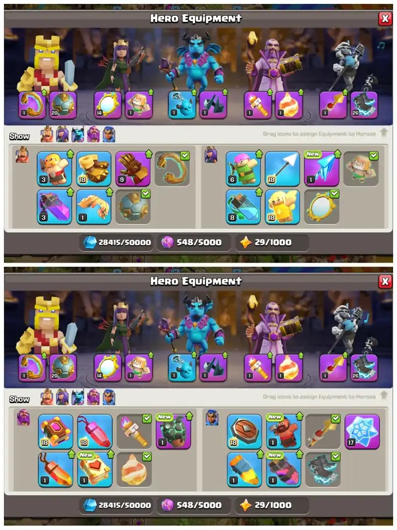 TH16 Premium Near Max | 13 Epic Equipments | Heroes: BK74 : AQ92 : MP30 : GW64 : RC39 | 600 CWL Medals & Stacked ClashTrees | Android/iOS