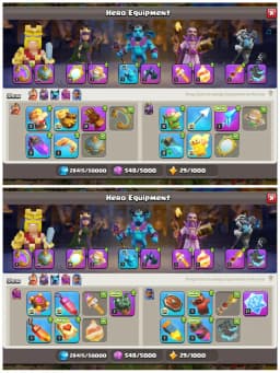 TH16 Premium Near Max | 13 Epic Equipments | Heroes: BK74 : AQ92 : MP30 : GW64 : RC39 | 600 CWL Medals & Stacked ClashTrees | Android/iOS