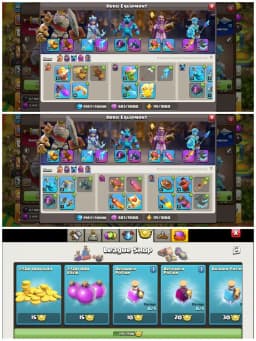 TH16 Premium Max Type : XP 209 | 5 Epic Equipments | Heroes: BK66 : AQ71 : MP51 : GW64 : RC37 | 6 Heroes Skins & Painter Scenary | Android/iOS