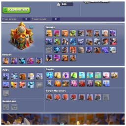 TH16 Premium Max Type : XP 209 | 5 Epic Equipments | Heroes: BK66 : AQ71 : MP51 : GW64 : RC37 | 6 Heroes Skins & Painter Scenary | Android/iOS