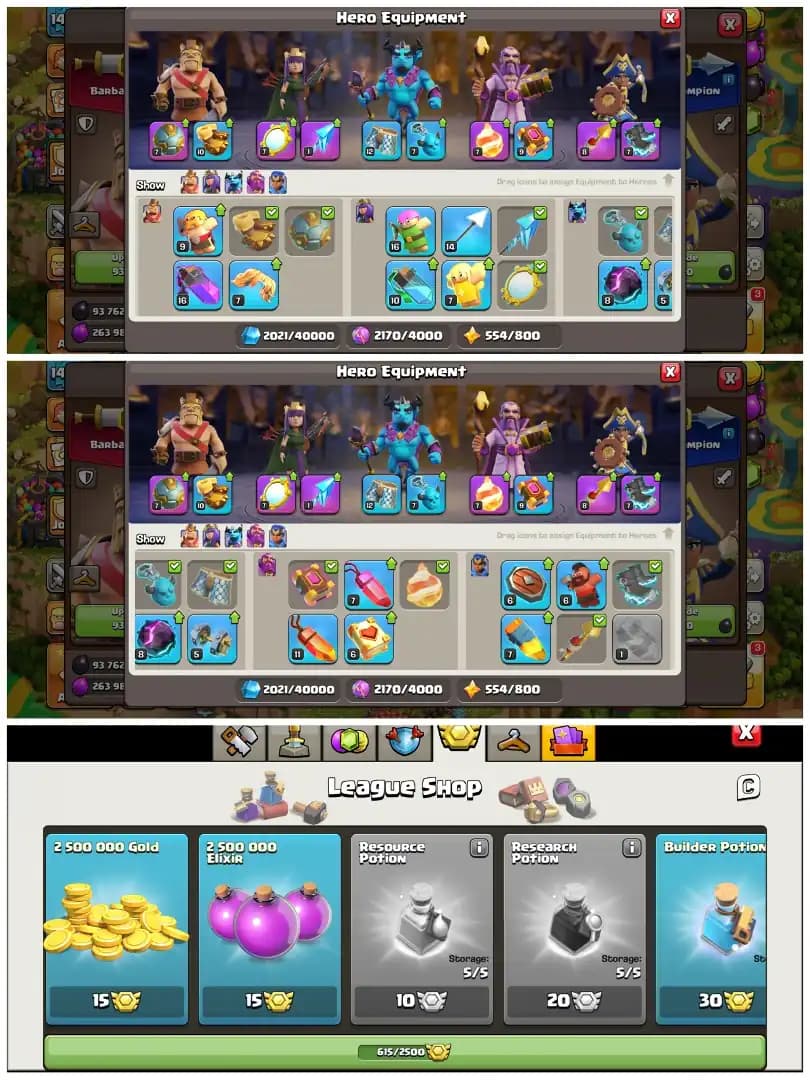 TH15 Painter Scenary : XP 140 | 6 Epic Equipments : 500+ Starry Ores | High lvl Heroes , 600+ CWL Medals & Fully Loaded Magic Items | Android/iOS