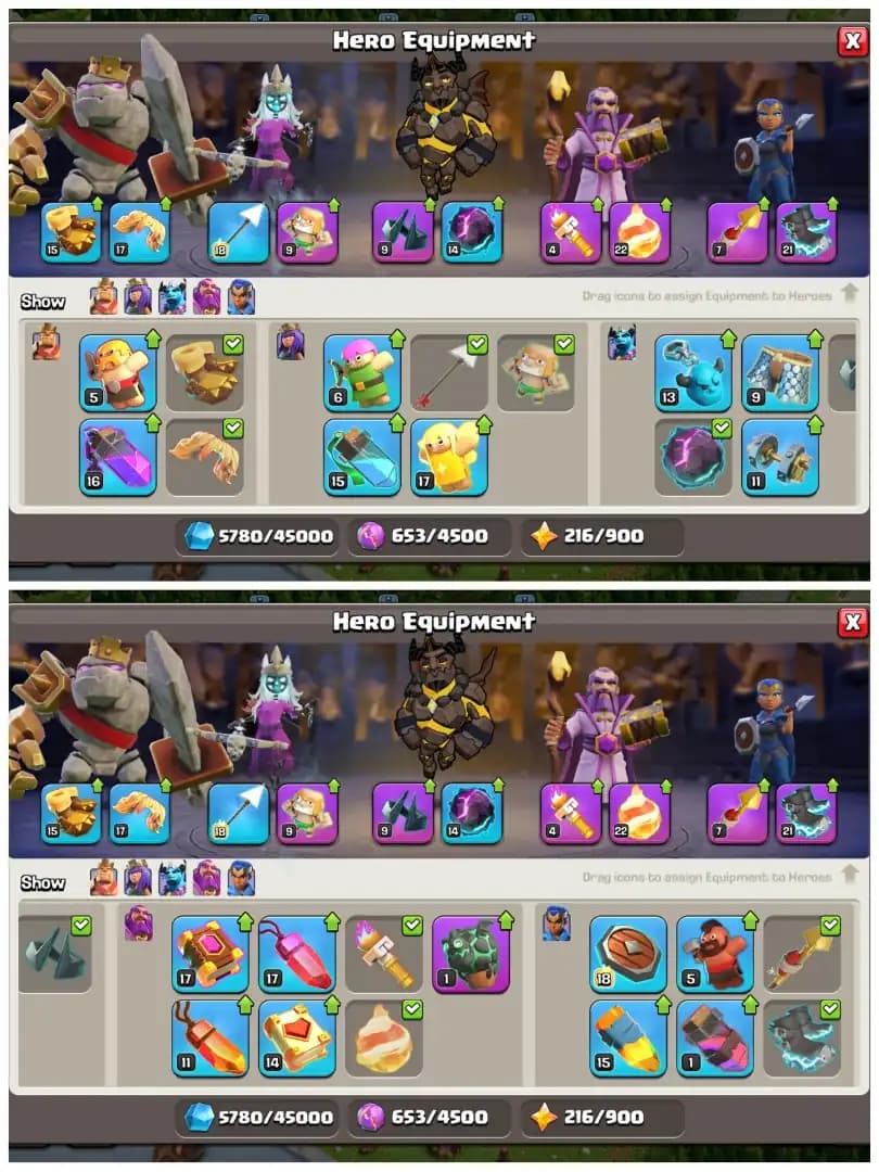 TH15 Near Max Account | 7 Epic Equipments : 200+ Starry Ores | Heroes: BK74 : AQ81 : MP51 : GW48 : RC30 | Loaded Magic Items | Android/iOS