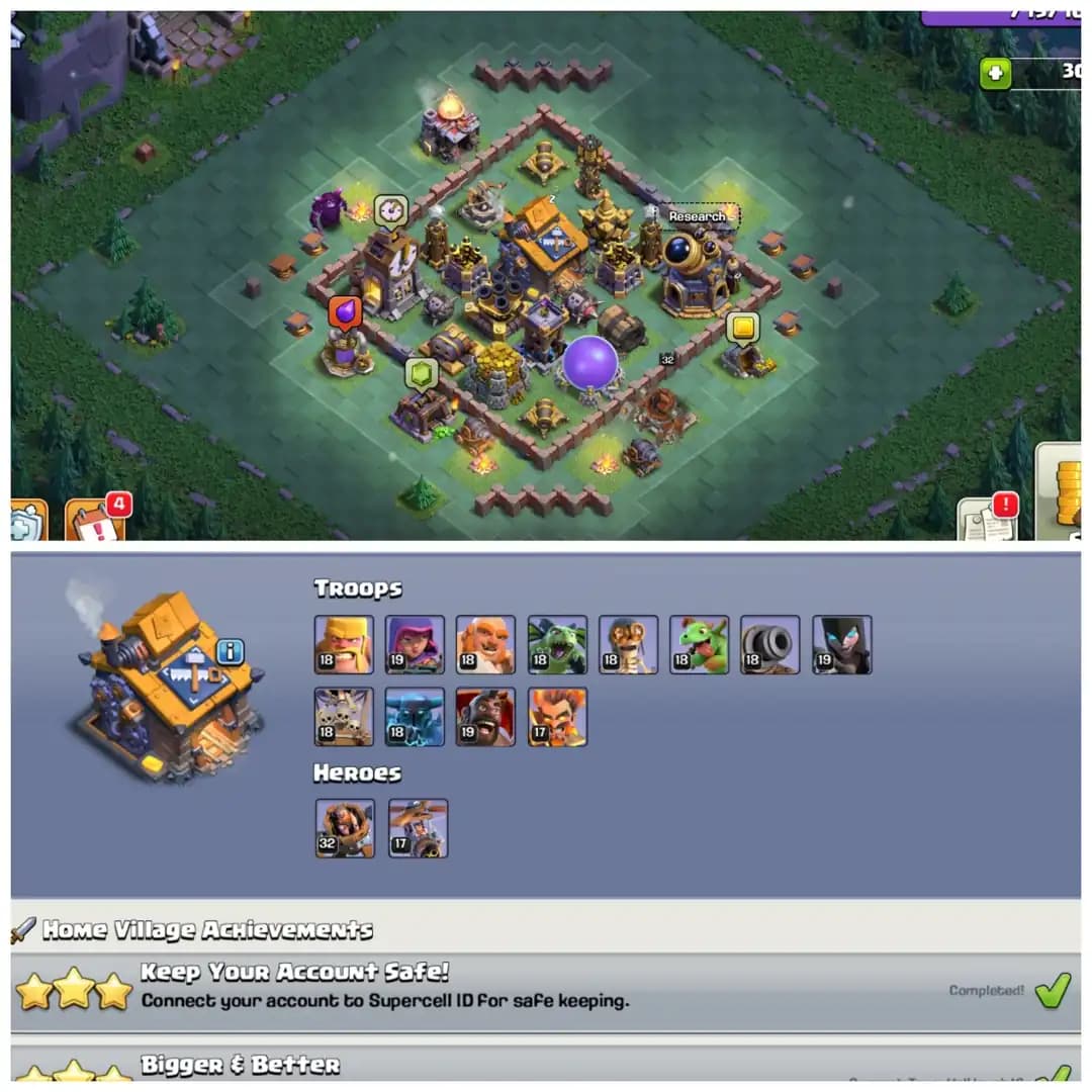 TH16 Almost Max : XP 225 | Pumpkin Scenary & Walls Fully Maxed Out | Near Max Heroes , 5 Heroes Skins & 3 Epic Equipments | Android/iOS