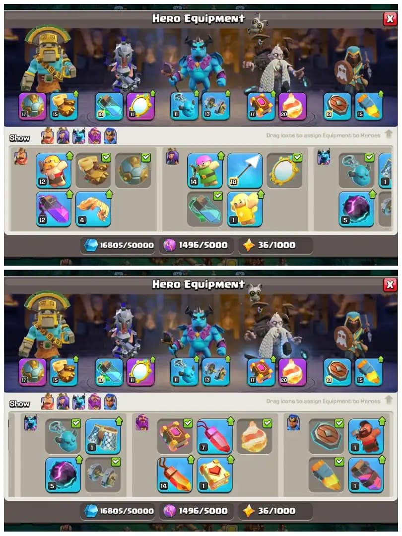 TH16 Almost Max : XP 225 | Pumpkin Scenary & Walls Fully Maxed Out | Near Max Heroes , 5 Heroes Skins & 3 Epic Equipments | Android/iOS