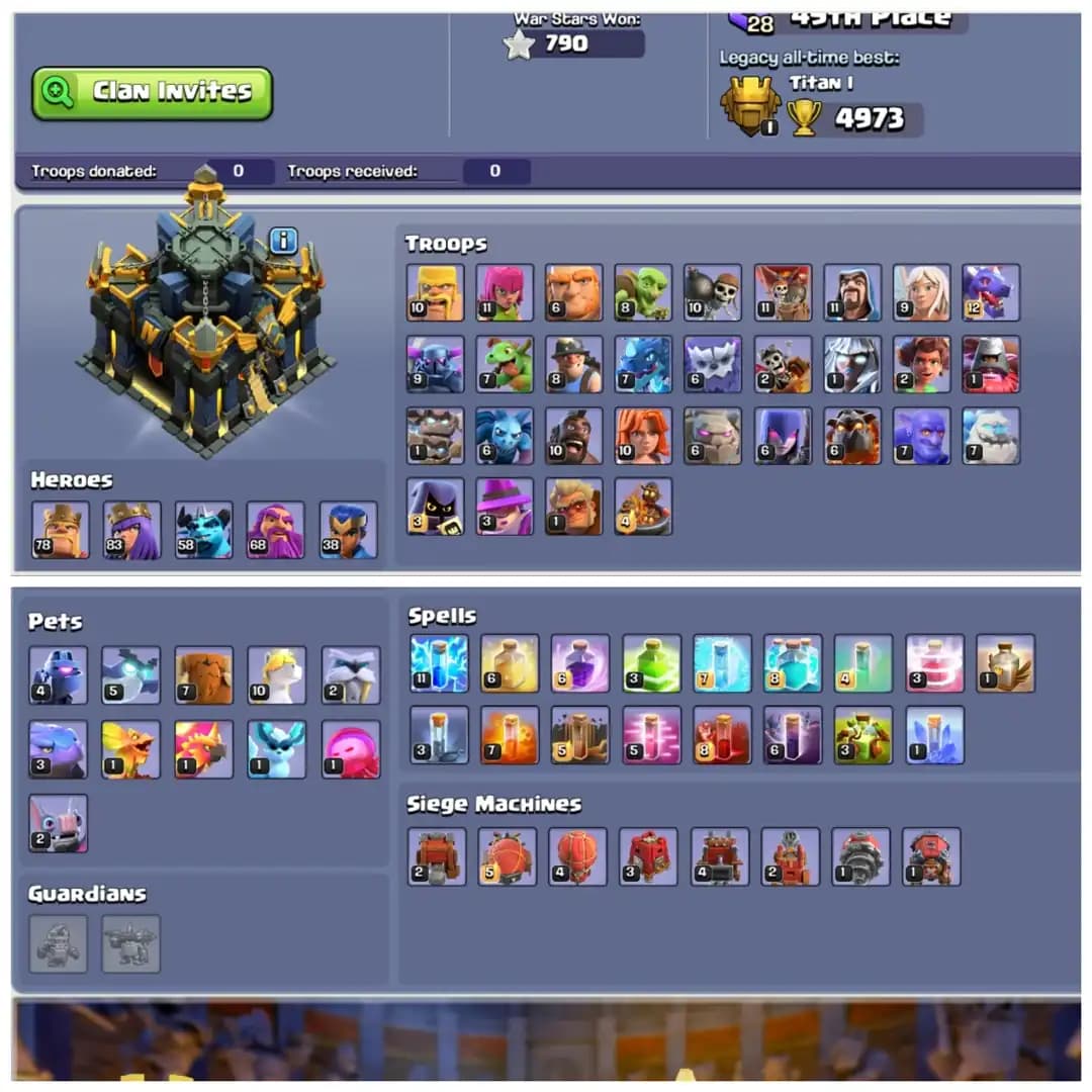 TH17 Premium Max Type | 6 Epic Equipments & 9 Heroes Skins | Pumpkin Scenary : Fully Loaded Items & Medals | Name Changeable | Android/iOS