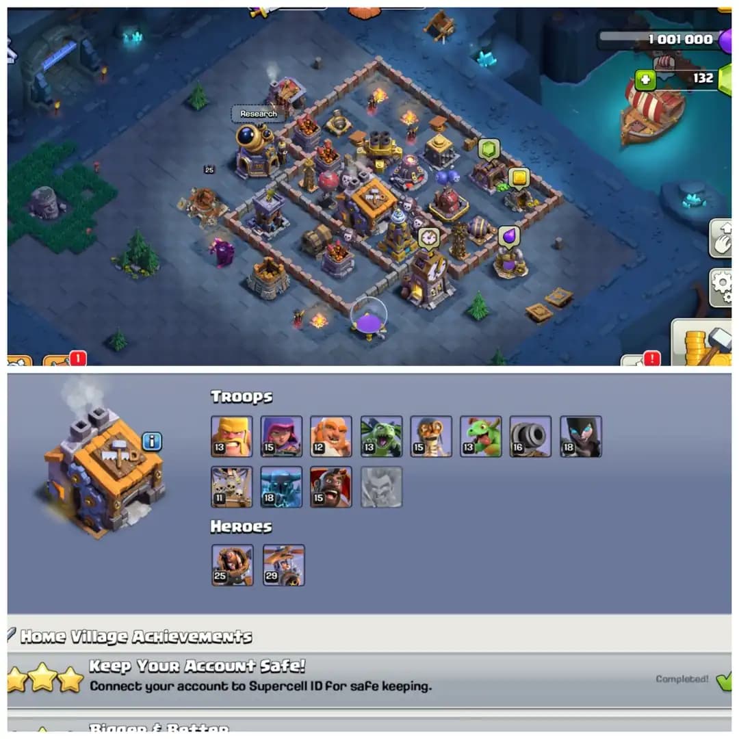 TH16 Premium Near Max | Books Of Clash Scenary | Heroes: BK76 : AQ90 : MP53 : GW61 : RC34 | 5 Epic Equipments & 7 Skins | Android/iOS