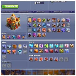 TH16 Premium Near Max | Books Of Clash Scenary | Heroes: BK76 : AQ90 : MP53 : GW61 : RC34 | 5 Epic Equipments & 7 Skins | Android/iOS