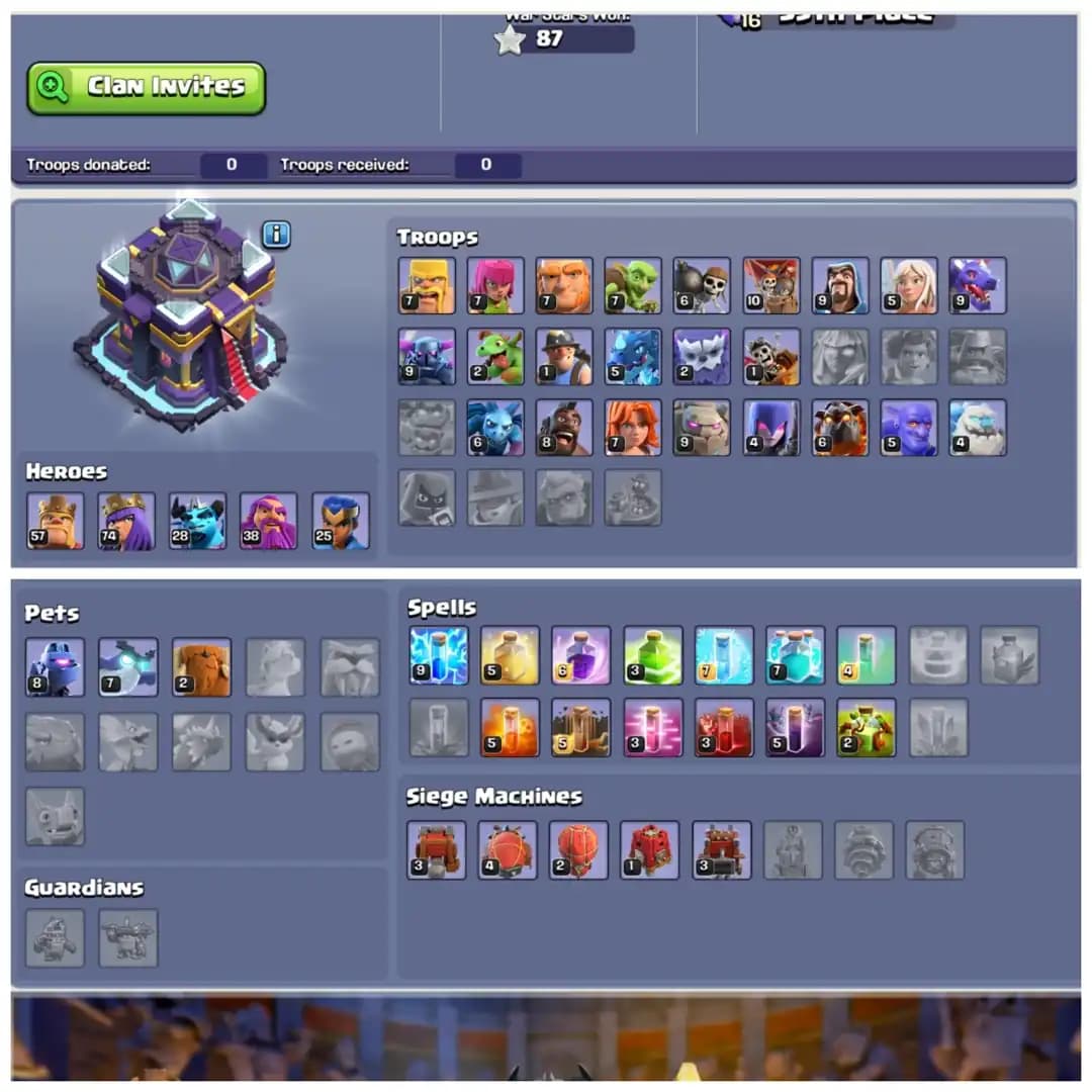 TH15 Max Type : Meteor Scenary | 6 Epic Equipments | Heroes: BK57 : AQ74 : MP28 : GW38 : RC25 | Awesome Laboratory | Android/iOS