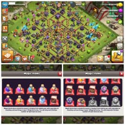 TH16 Premium Max Type | 2 Exclusive Scenaries & 10 Skins | Heroes: BK80 : AQ88 : MP55 : GW59 : RC32 | Fully Stacked& High Lvl Apprentice | Android/iOS