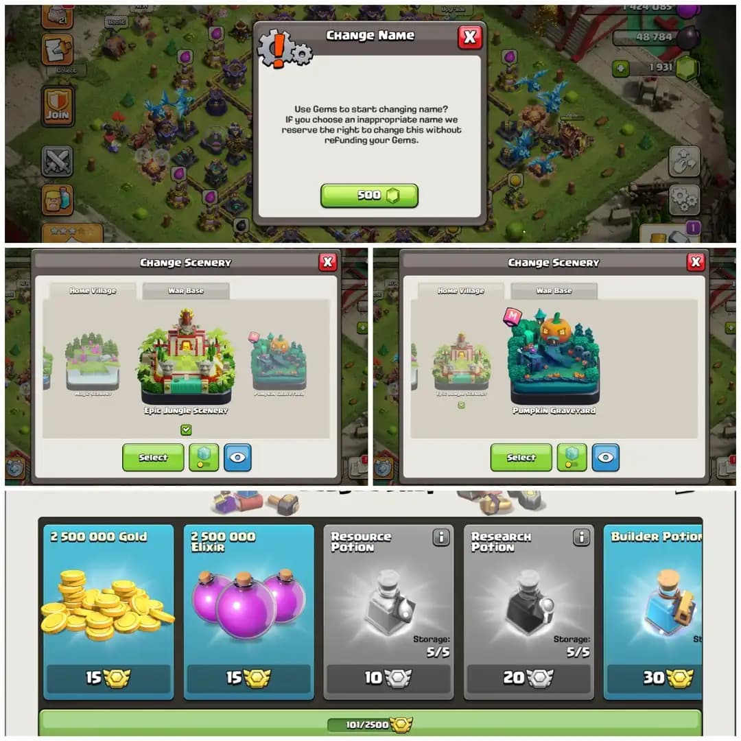 TH16 Premium Max Type | 2 Exclusive Scenaries & 10 Skins | Heroes: BK80 : AQ88 : MP55 : GW59 : RC32 | Fully Stacked& High Lvl Apprentice | Android/iOS